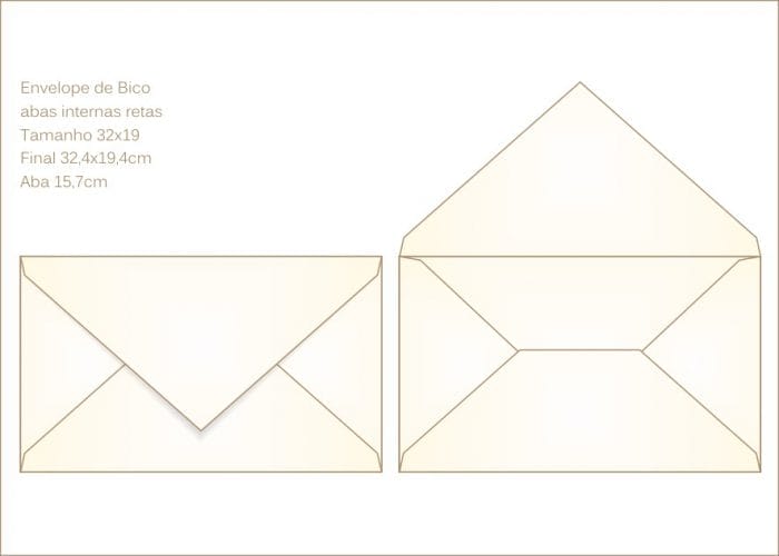 Envelope para convite 19x22cm Bico 013 com abas internas retas