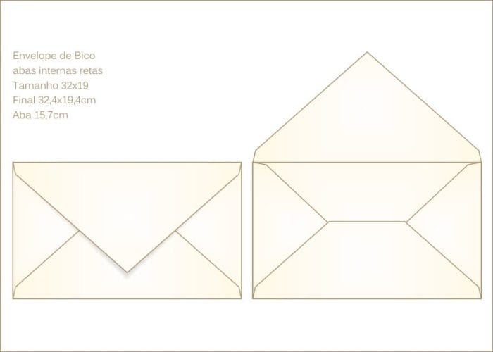 Envelope para convite 19x22cm Bico 013 com abas internas retas