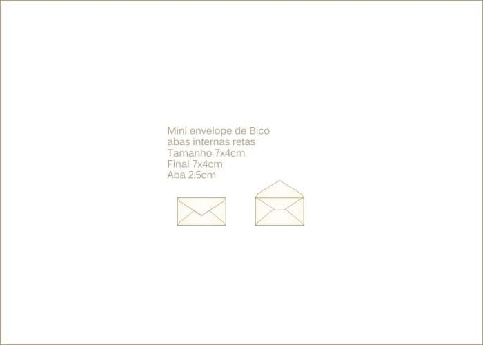 Envelope para convite 4x7cm Bico 016 com abas internas retas