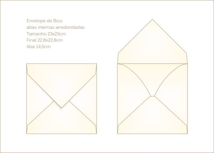 Envelope para convite 23x23cm Bico 017 - abas arredondadas
