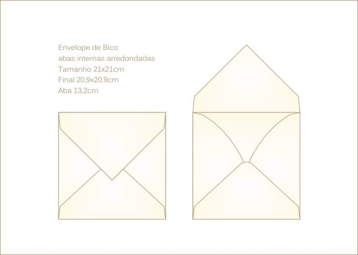 Envelope para convite 21x21cm Bico 018 - abas arredondadas