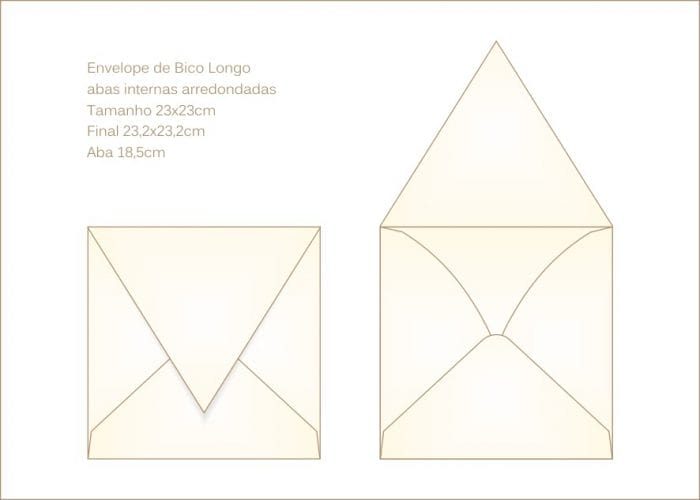 Envelope para convite 23x23cm Bico 018 - bico longo