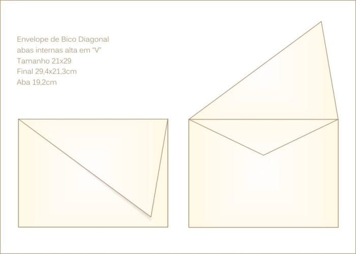 Envelopes para convite 21x29cm Bico 026 com bico em diagonal