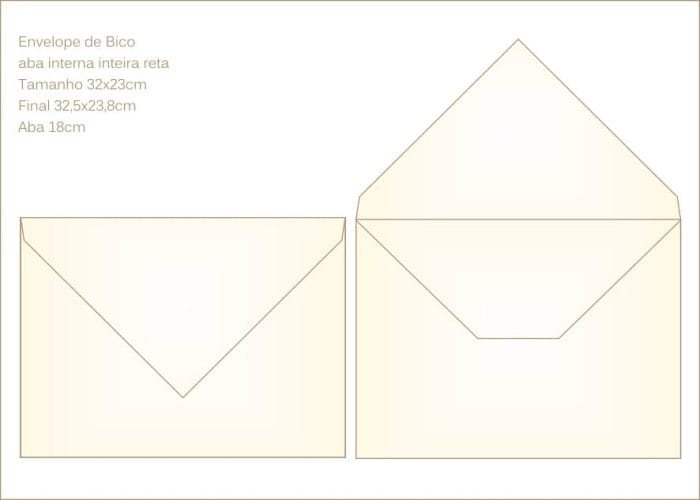Envelopes para convite 23x32cm Bico 031 com abas internas retas
