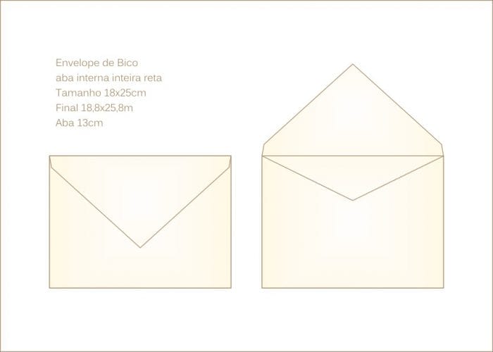 Envelopes para convite 18x25cm Bico 033 com abas internas em v