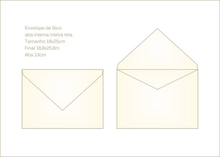 Envelopes para convite 18x25cm Bico 033 com abas internas em v