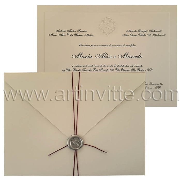 Convite de casamento tradicional Veneza VZ 079